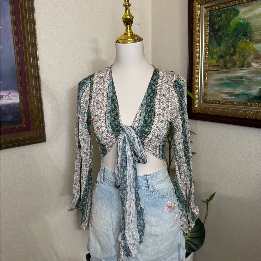 Floral Tie-Front Blouse